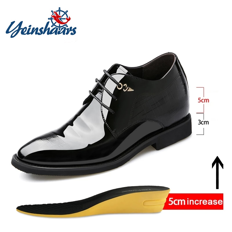 Young Men Formal Wear - 3/6/8ซม.รองเท้าลิฟท์เสื้อผู้ชายรองเท้าสิทธิบัตรผู้ชายหนัง Heighten อย่างเป็นทางการรองเท้าผู้ชายธุรกิจ Oxfords รองเท้าสูท