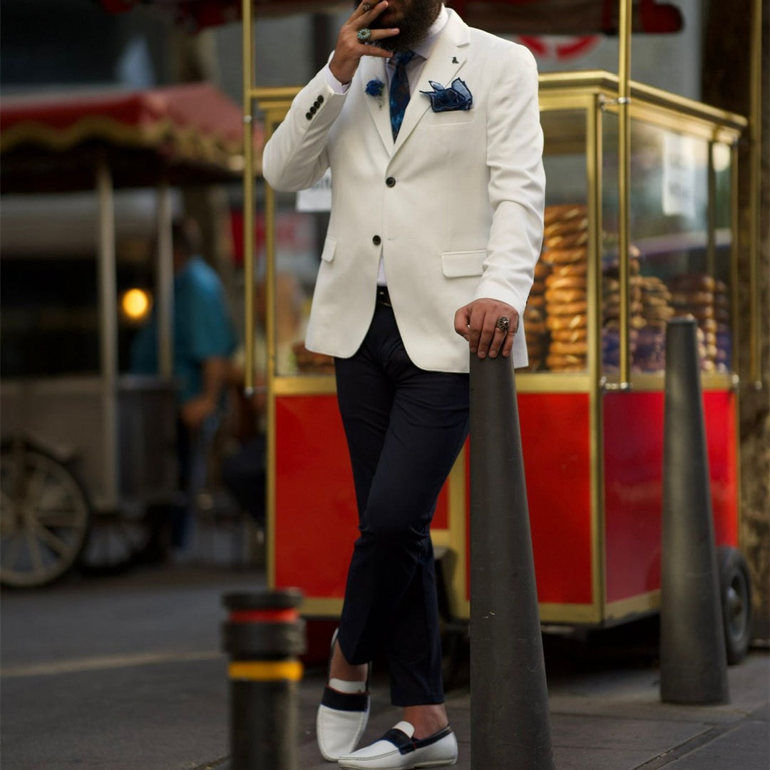 Men'S Formal Wear Not Suit - ชุดสูทผู้ชายสีงาช้างแบบทางการ ปกเสื้อแบบ Notch Lapel ทรงสลิม สำหรับงานแต่งงาน