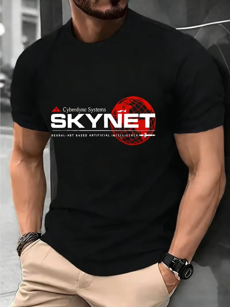 Tall Men Formal Wear - ไซเบอร์ไดน์ ซิสเต็มส์ สกายเน็ตเสื้อยืดกราฟิกผู้ชาย เสื้อผ้าฝ้ายเนื้อนุ่ม ระบายความชื้นได้ดี ใส่ได้ทุกฤดูกาล