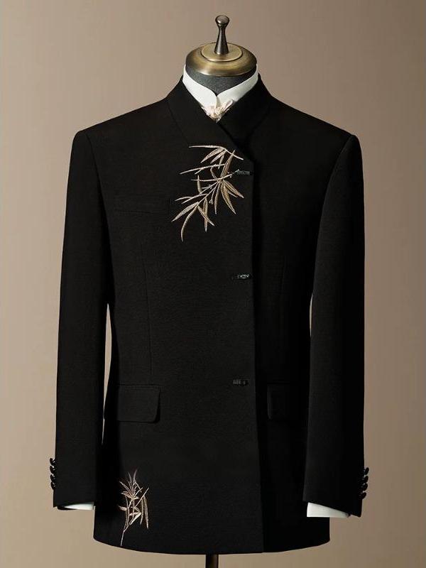 Men Formal Wear Online - ชุดแต่งงานสไตล์จีนใหม่สำหรับผู้ชาย ชุดราตรี ผ้าโพลีเอสเตอร์ กันยับ ทรงมาตรฐาน จำหน่ายออนไลน์เท่านั้น