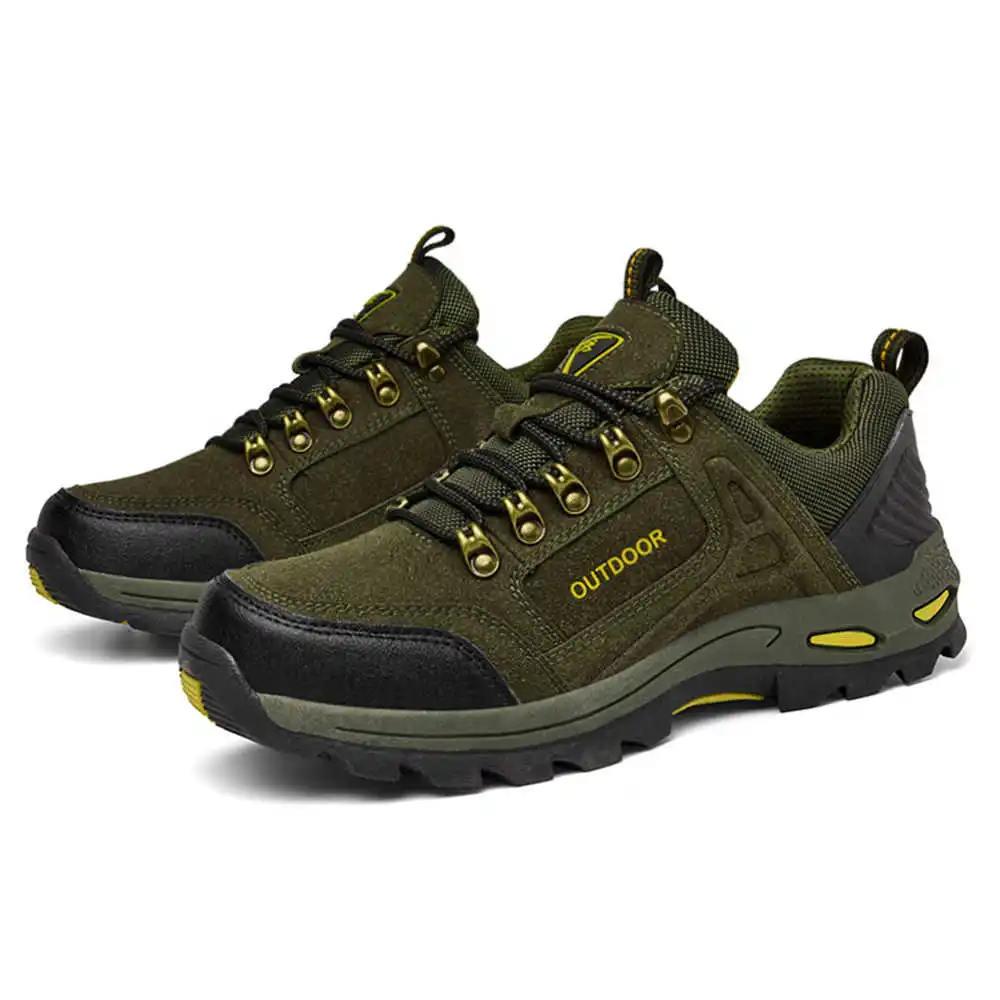 Non-SLIP Lace Up เดินป่าเทนนิส - Formal Wear For Men Yellow บทวิจารณ์และราคา