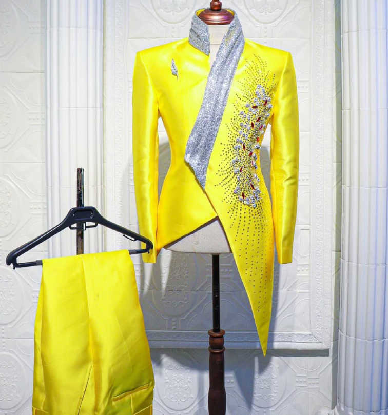 แฟชั่นสีเหลืองงานแต่งงาน Tuxed - Formal Wear For Men Yellow บทวิจารณ์และราคา