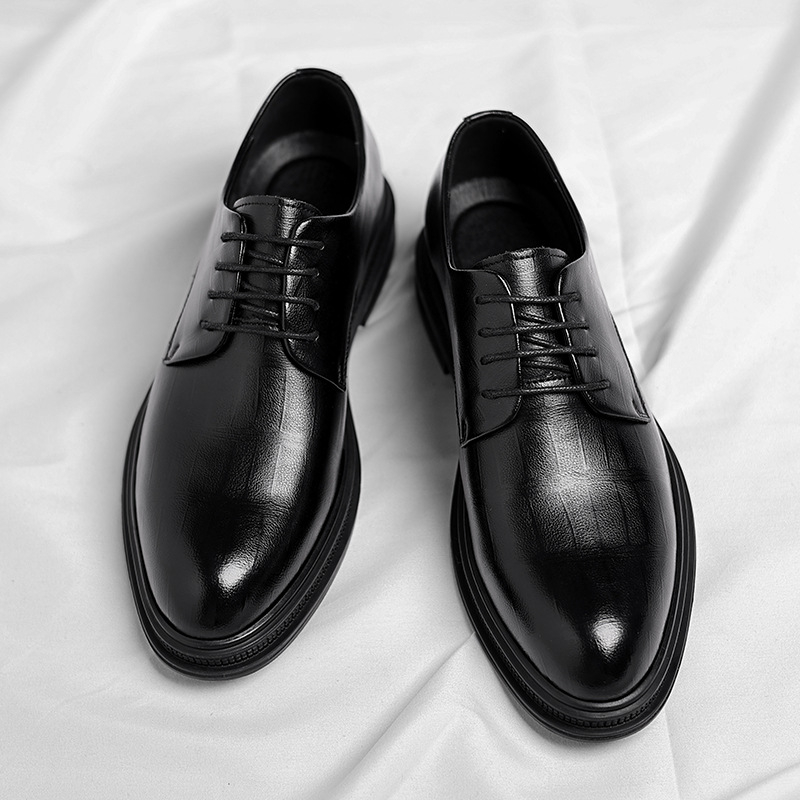 รองเท้าเดอร์บี้หนังแท้สีดำสำหร - Men Formal Wear All Black บทวิจารณ์และราคา