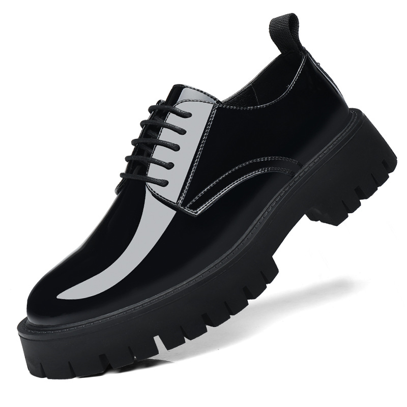 รองเท้าหนังแก้วสีดำแบบผูกเชือก - Men Formal Wear All Black บทวิจารณ์และราคา
