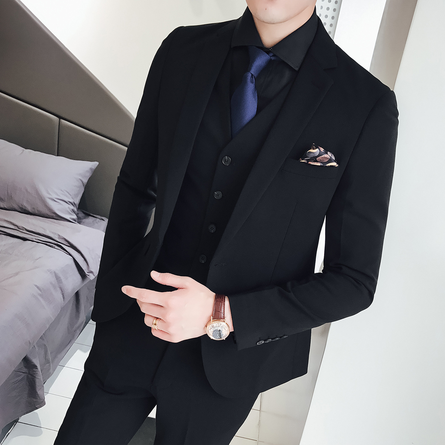 ชุดสูทสามชิ้นสำหรับผู้ชาย รุ่น - Men'S Formal Wear Not Suit บทวิจารณ์และราคา