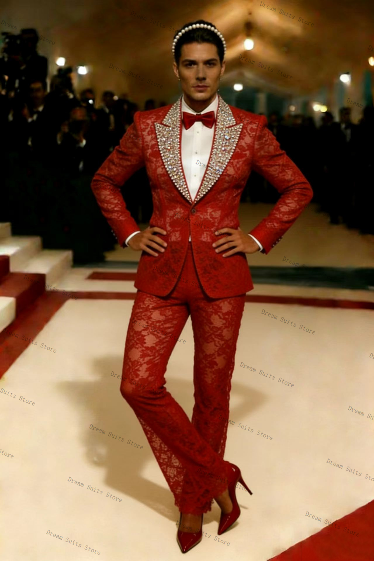 ชุดสูทผู้ชายสีทอง 2 ชิ้น เสื้อ - Men Formal Wear Red บทวิจารณ์และราคา