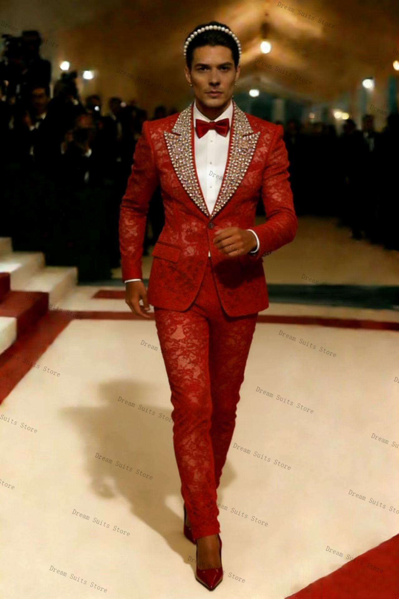 ชุดสูทผู้ชายสีทอง 2 ชิ้น เสื้อ - Men Formal Wear Red บทวิจารณ์และราคา