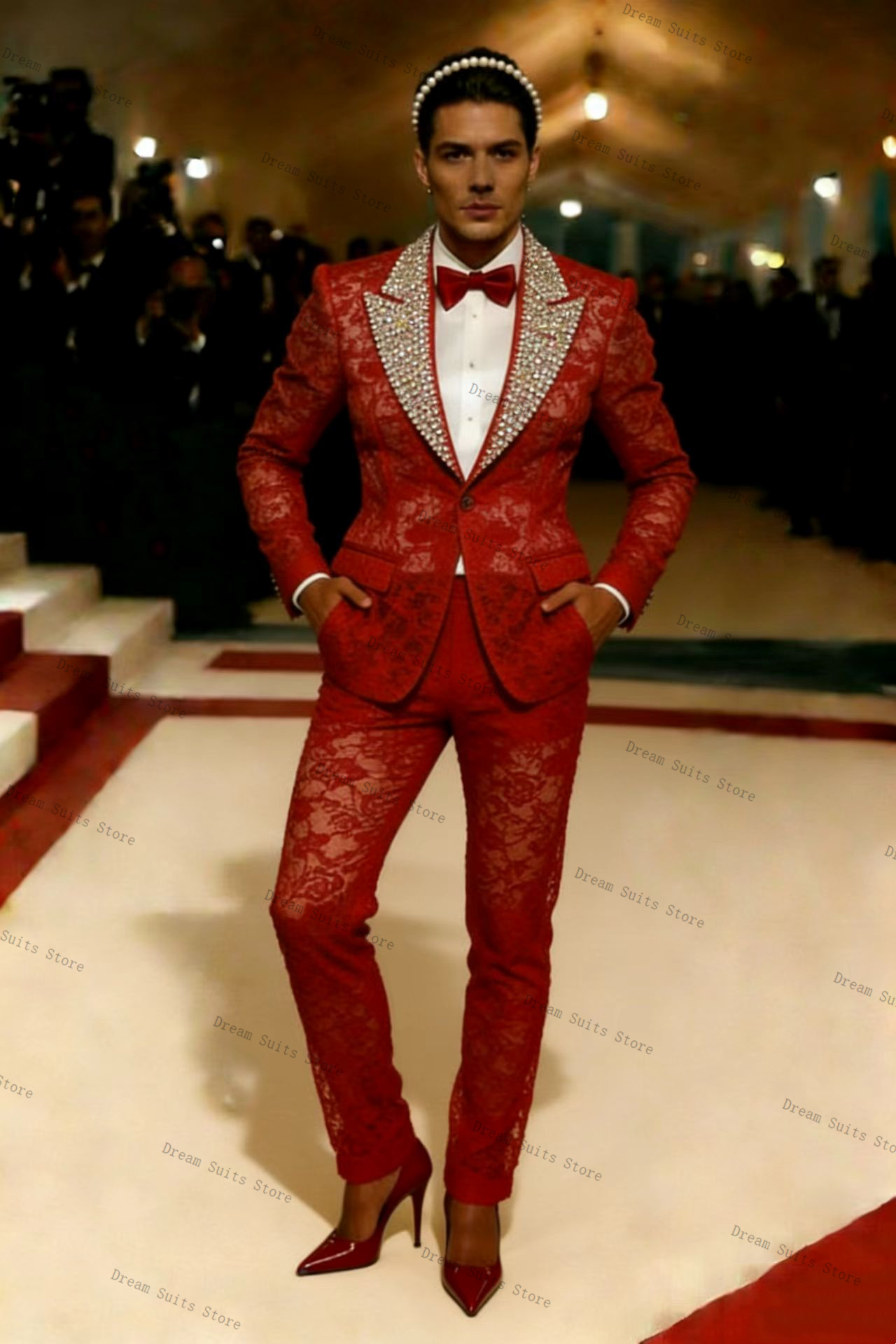 ชุดสูทผู้ชายสีทอง 2 ชิ้น เสื้อ - Men Formal Wear Red บทวิจารณ์และราคา